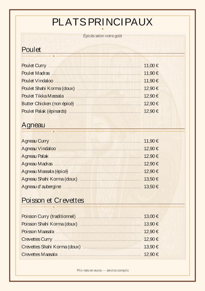 Le Mughal - Menu Image 1