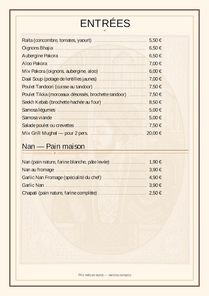 Le Mughal - Menu Image 3